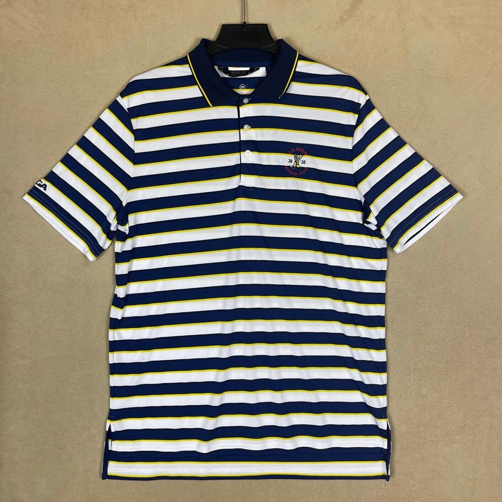 Polo Ralph Lauren Golf Shirt Mens L Multicolor Striped Golf Tournament Logo